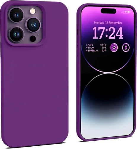 Vista 17 de IceSword Funda compatible con iPhone 14 Pro Max, color azul bebé, funda de silicona líquida, delgada, suave, antiarañazos, bonita luz azul pastel