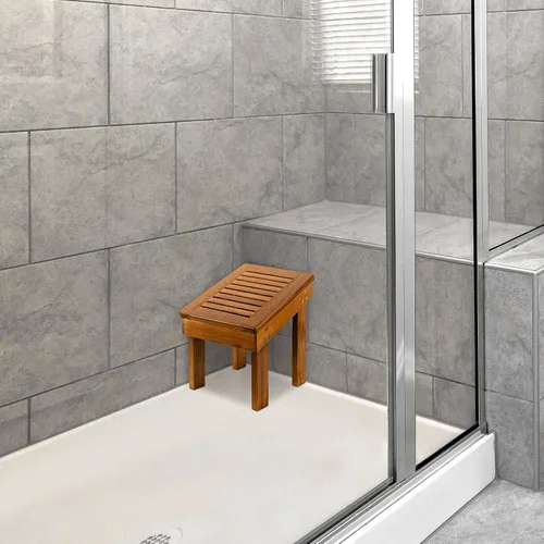Vista 7 de Utoplike - Taburete de ducha de teca para afeitarse piernas, reposapiés de baño para afeitado