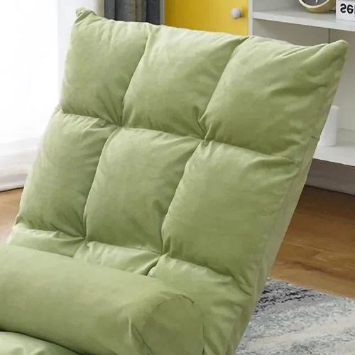 Vista 3 de plplaaoo Silla plegable con respaldo para sofá, sofá, verde, estilo moderno, plegable, acero aleado, algodón, verde sólido, portátil