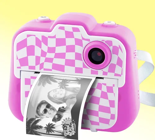Vista 7 de Photo Creator - Cámara instantánea 3 en 1 para niños, color rosa; cámara, impresora instantánea y cabina de fotos con divertidos marcos y filtros