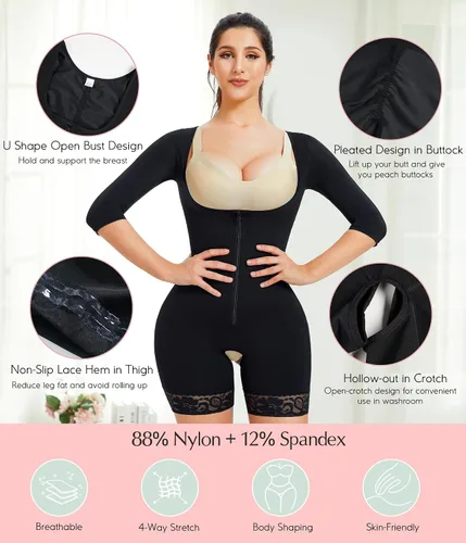 Vista 2 de MERYOSZ Fajas moldeadoras para mujer con control de abdomen, faja de entrenamiento de cintura, fajas colombianas, overol moldeador de cuerpo completo