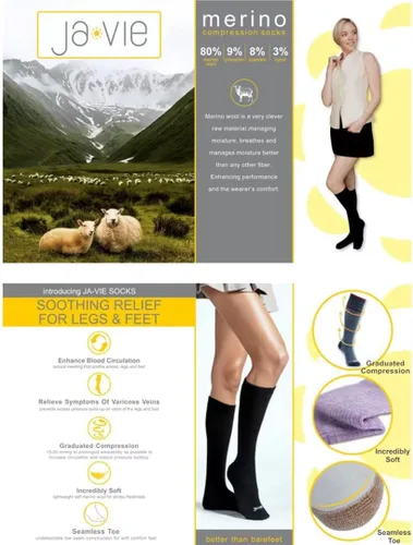 Vista 7 de JAVIE - Calcetines de compresión graduados de 80 % lana merino ultra suaves de 15 a 20 mmHg para mujeres y hombres