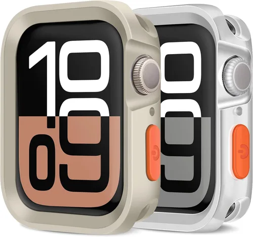 Vista 9 de Amizee 2 Pack Estuche Resistente Compatible con Apple Watch Serie 9/8/7 41mm SE 3/2/1 Serie 6/5/4 40mm, Funda Protectora Amortiguadora de TPU Blanda