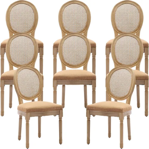 Vista 37 de ODUSE-DAILY French Country - Juego de 2 sillas de comedor de color caramelo, sillas de cocina y comedor, sillas de cocina de piel sintética, Ámbar