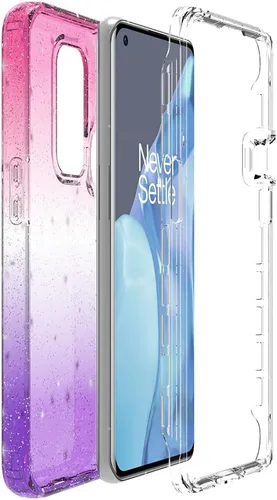 Vista 4 de Funda diseñada para OnePlus 9 PRO con purpurina de cuerpo completo 1+9 Pro, absorción de golpes, antiarañazos, resistente, duradera, protección Rosa