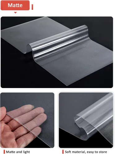 Vista 5 de Protector de mesa transparente rectangular mate de 0.069 pulgadas, protector de mesa de PVC, impermeable, para mesa de comedor, mesa de comedor