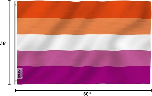 Vista 7 de Anley Fly Breeze - Bandera del orgullo lésbico al atardecer de 3 x 5 pies, color vivo y a prueba de decoloración, cabecera de lona y doble costura