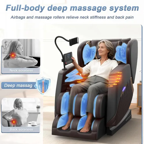 Vista 5 de Massage Chair Full Body, Zero Gravity Massage Chair with 16 Fix Rollers, Auto Massage Program, Foot and Calf Massage, Recliner Chair with Heating