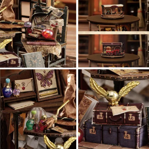 Vista 6 de Kit de casa de muñecas en miniatura estereoscópica 3D, juguetes de montaje, muebles de madera modelo DIY para regalos de creatividad del día de San