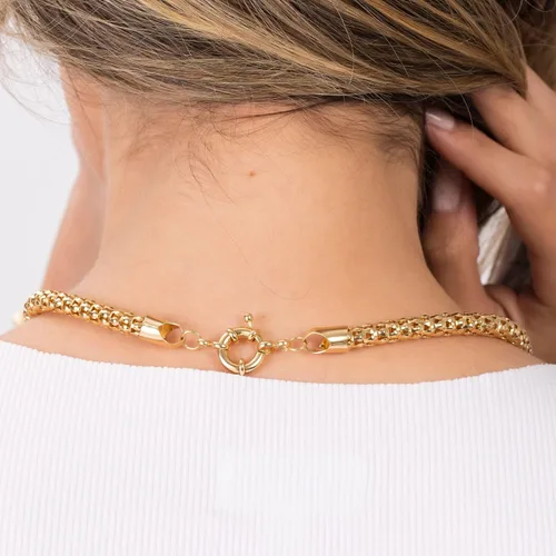 Vista 4 de Barzel Collar de palomitas de maíz chapado en oro de 18 quilates, hecho en Brasil