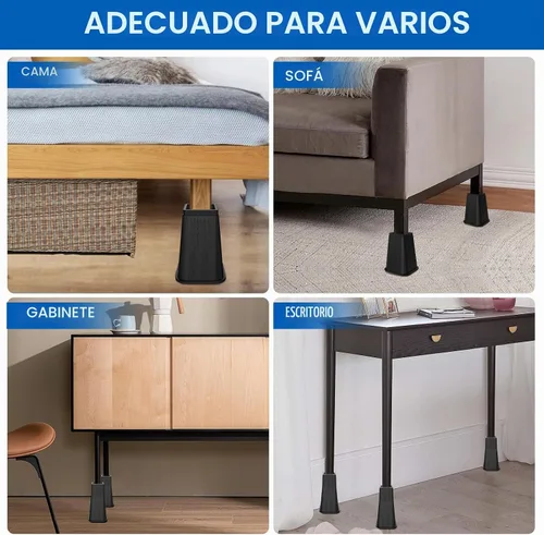 Vista 6 de MYMULIKE Elevador de Cama de 8 Pulgadas de Alta Resistencia, Soportes de Elevación de Muebles Soporta Hasta 6,000 Libras para Mesa, Pata de Negro