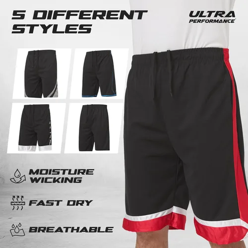 Vista 5 de Ultra Performance Paquete de 5 pantalones cortos para hombre, pantalones cortos atléticos de gimnasio, pantalones cortos de baloncesto para hombres