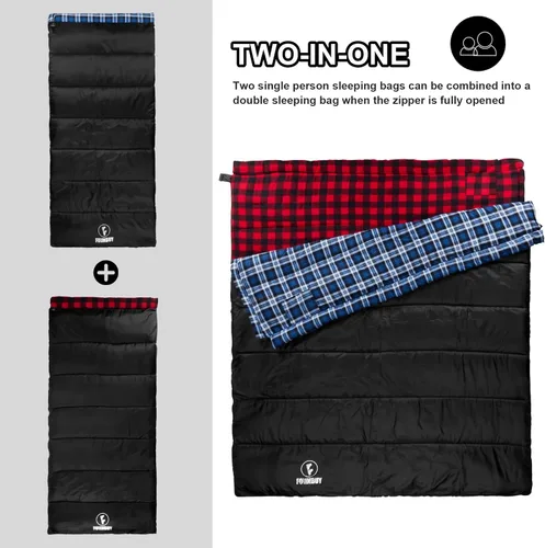 Vista 5 de Cotton Flannel Sleeping Bag for Adults, Camping Sleeping Bag Envelope,Big & Tall,Cold Weather Backpacking Or Hiking,Lightweight Waterproof with