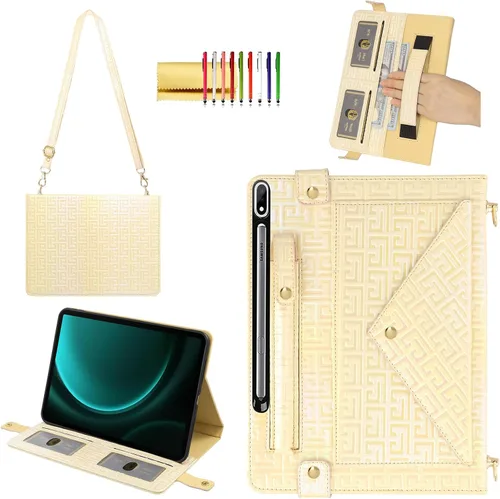 Vista 16 de Bolso Funda para Samsung Galaxy Tab S10 FE/S9 FE 10.9"/S9/S8/S7 11", Techcircle Folio con Soporte Cruzado, Billetera con Ranura para Lápiz S Pen