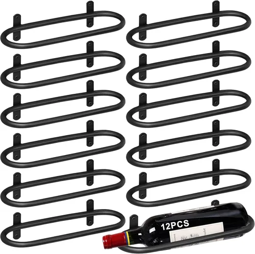 Vista 10 de Estante para vino montado en la pared para 8 botellas de vino, almacenamiento de metal para colgar en la pared, estante organizador de vino