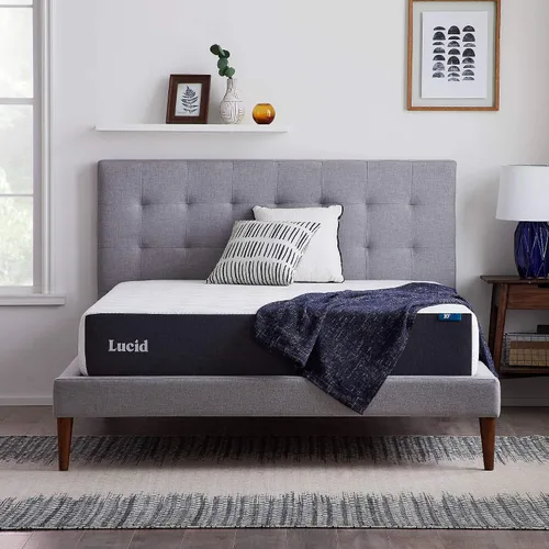 Vista 4 de LUCID - Colchón afelpado de espuma viscoelástica con gel de 10 pulgadas y base ajustable LUCID L300 (tamaño individual XL)