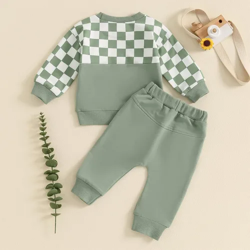 Vista 58 de Conjunto de sudadera de manga larga con cuello redondo y pantalones deportivos para bebés, ropa de invierno para bebé