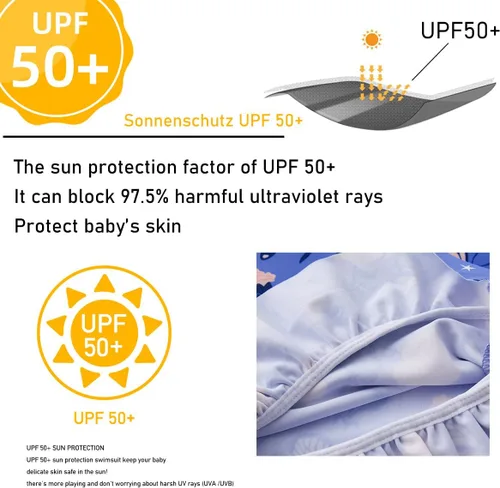 Vista 5 de LIBREDGE Conjunto de traje de baño de 2 piezas con protección solar UPF 50+ para niñas