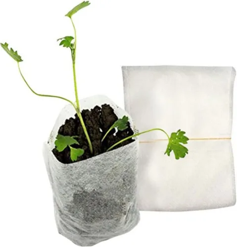 Vista 4 de 200Pcs Biodegradable Non-Woven Plant Grow Bags, Breathable Nursery Pots