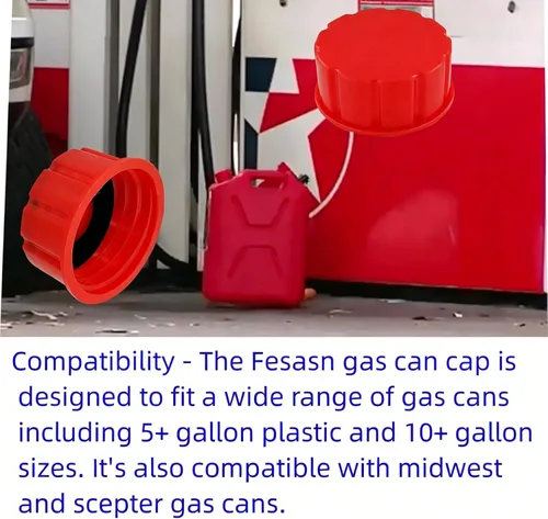 Vista 6 de Tapa de repuesto para latas de gasolina de 5 galones, para la mayoría de latas de gasolina de 1/2/3/5 galones, tapa de tanque de gas portátil