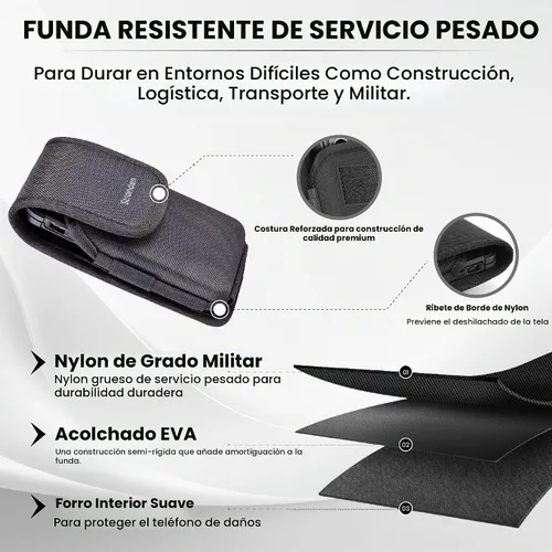 Vista 5 de Stronden Funda resistente para Samsung Galaxy S26, S25, S24, S23, Google Pixel 10, 10a, 9, 9a, 8, 7a – Funda de nailon de grado militar, funda