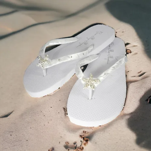 Vista 2 de Chanclas de boda en la playa con diamantes de imitación de cristal de estrella