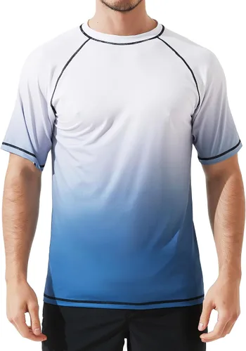 Vista 8 de Arcweg Rashguard Men Swim Short Sleeves Diving UV Protection UPF 50+ Elastic Rash Vest Loose Fit Top Swimming Quick Drying