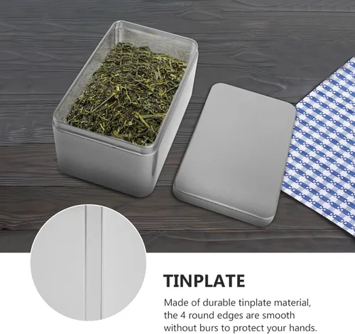 Vista 8 de NUOBESTY Caja de lata rectangular vacía, contenedor portátil de almacenamiento de té con tapa, caja de almacenamiento para el hogar para dulces