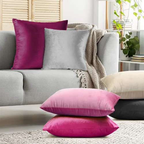 Vista 7 de Nestl Fundas de almohada decorativas, acogedoras fundas de almohada de terciopelo de color rosa claro de 20 x 20 pulgadas, suaves fundas de almohada