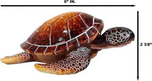 Vista 2 de Ebros Gift Océano náutico Coloridos tonos de concha roja gigante tortuga marina nadando Bobblehead Figurita 6 pulgadas de largo, tortugas reptiles