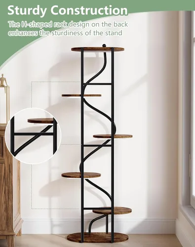 Vista 7 de Soporte para plantas para interiores y exteriores, soporte de metal de 13 pulgadas de alto, soportes de pedestal de hierro forjado resistentes