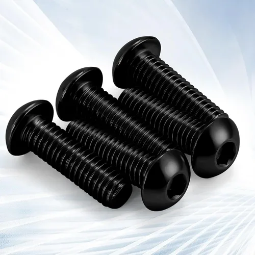 Vista 2 de Tornillos de cabeza de botón de 1/4-20 x 1/2", acabado negro de acero inoxidable 18-8, accionamiento hexagonal Allen, totalmente roscado, 25
