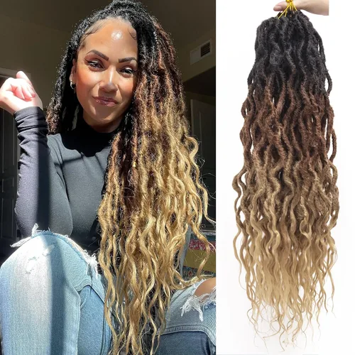 Vista 20 de Rizos de cabello sintético tejido en crochet de 16 pulgadas, 8 paquetes, Rizos de cabello tejido en crochet pre-enlazados con extremos rizados