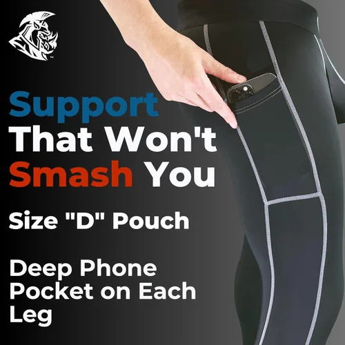 Vista 3 de Real Men D Pouch - Pantalones de compresión para hombre, leggings para hombre, pantalones de yoga, medias, capa base para hombres clima frío