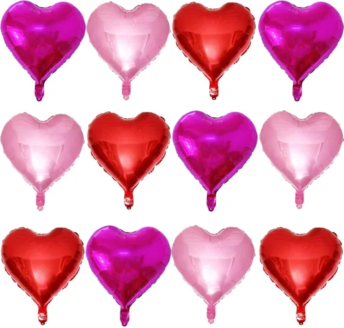 Vista 18 de Paquete de 10 globos en forma de corazón rosa pastel, globos románticos de 18 pulgadas para el día de San Valentín, proponer matrimonio, boda 10