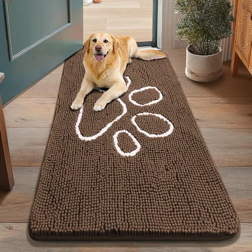 Vista 33 de Smiry Tapete para puerta de perro para patas fangosas, absorbente y Gris y negro