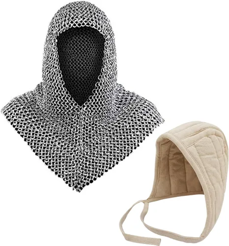 Vista 6 de Medieval Warrior Armadura Coif Chainmail, 18.75 pulgadas