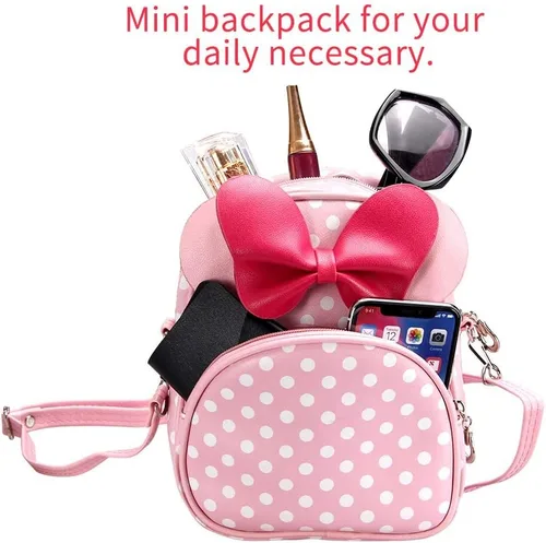 Vista 3 de Voikukka Linda mochila pequeña para niñas pequeñas bolsa cruzada de viaje para niños pequeños Rosado Bolso cruzado de cuero