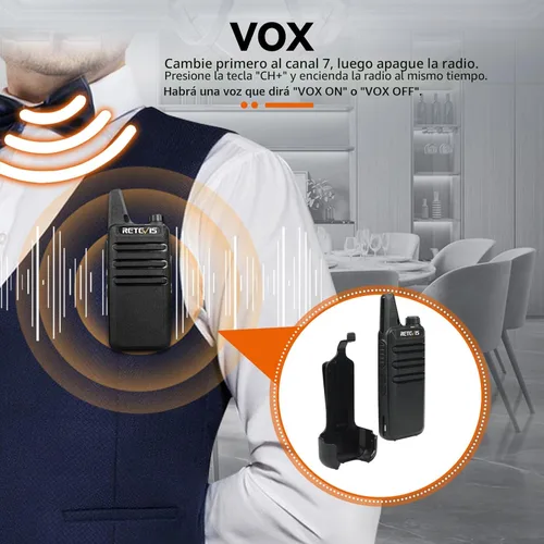 Vista 5 de Retevis Radio bidireccional RT22 recargable de largo alcance, radio portátil de 2 vías, carga USB-C, walkie talkies manos libres para adultos