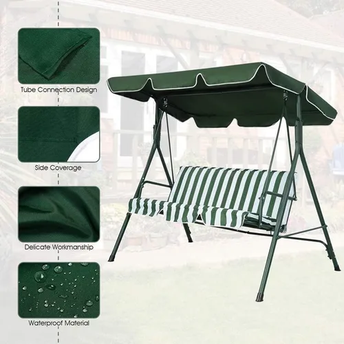 Vista 2 de KYOFIS Toldo de columpio para porche, cubierta de repuesto para toldo de columpio, impermeable, resistente al viento, anti-UV, resistente, tela