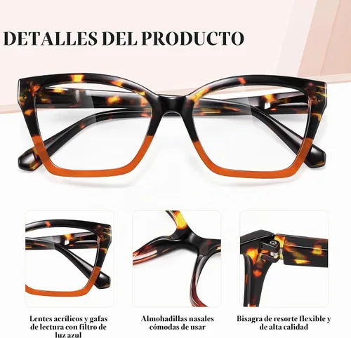 Vista 3 de 3Pack Reading Glasses for Women-Blue Light Blocking Readers Fashion Cat Eye Eyeglasses Spring Hinge