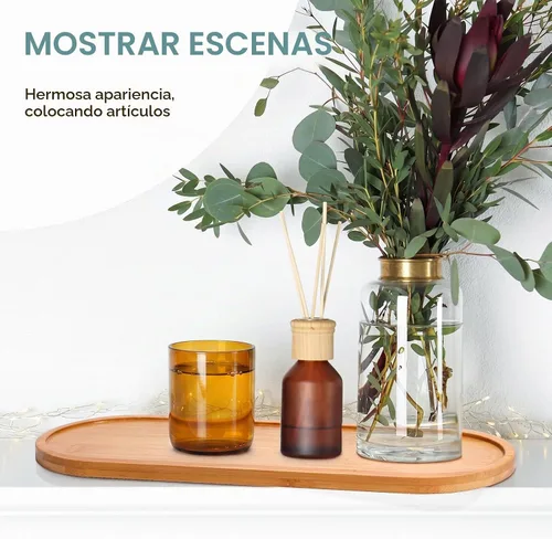 Vista 7 de Chengu 3 bandejas de bambú para baño, bandeja pequeña de madera para servir para baño, mostrador de alimentos, aperitivos, té, postre, cocina