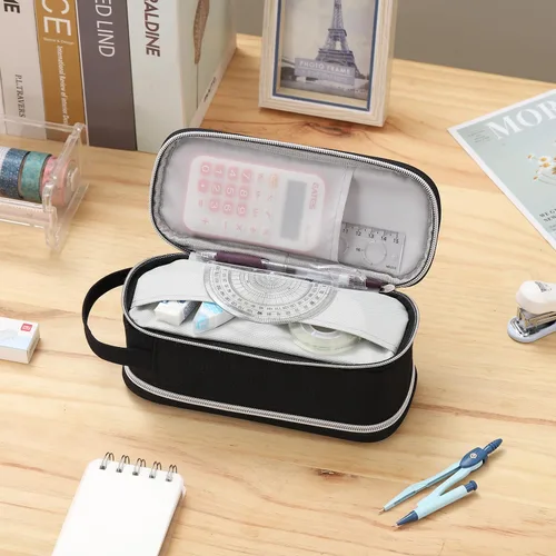 Vista 7 de Dugio Large Pencil Bag for Boys School Organizer Pencil Pouch Big Black Teens Kids Pencil Case with Zipper Adults Aesthetic Pencil Box for School
