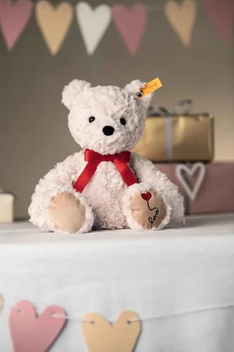 Vista 2 de Steiff Jimmy Love - Oso de peluche de alta calidad con lazo rojo satinado y almohadilla de pata bordada, adorable regalo para todas las ocasiones