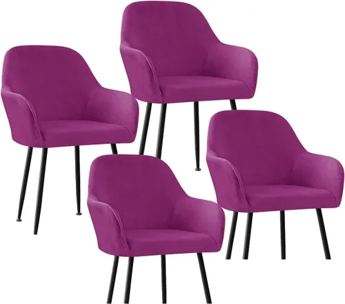 Vista 7 de Fundas protectoras de terciopelo elástico para sillas de comedor con brazos y respaldo curvado pequeño, juego de 6/4/2 para cocina, oficina, hogar
