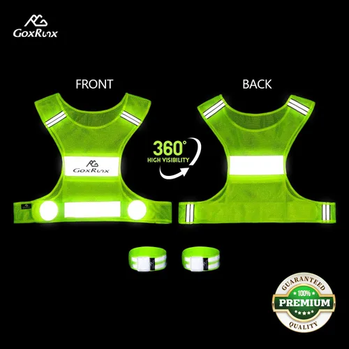 Vista 2 de Chaleco reflectante equipo para correr, chalecos de seguridad reflectantes ligeros con bandas para el brazo