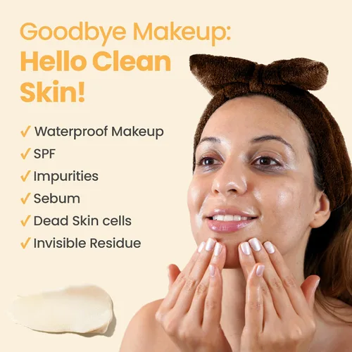 Vista 4 de Honeyskin Bálsamo limpiador de miel, removedor de maquillaje de cara y ojos para piel sensible, limpiador facial hidratante y bálsamo de fusión