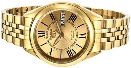 Vista 3 de SEIKO Pulsera de eslabones automáticos 5 en tono dorado para hombre, plateado, Moderno