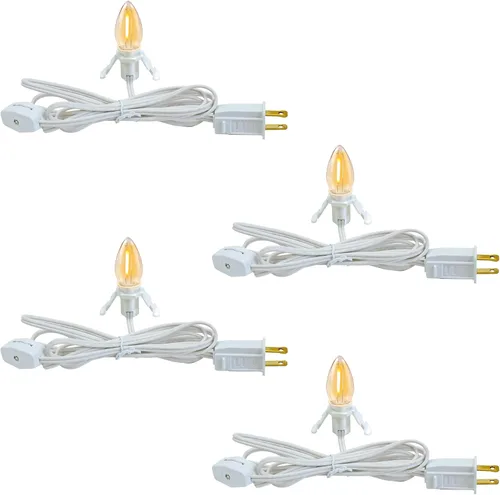 Vista 9 de Cable de accesorio con bombillas LED C7, cable de luz de molde de soplado de interior de 6 pies con enchufes macho y hembra para Halloween