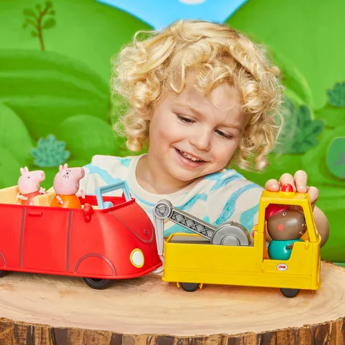 Vista 10 de Peppa Pig Juego de vehículos de construcción y figuras de camión de remolque del abuelo, juguetes preescolares para niños y niñas de 3 años